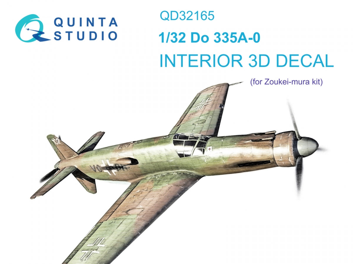 Quinta Studio QD32165 Do 335A-0 3D-Printed &amp; colored Interior on decal paper (Zoukei-mura) 1/32