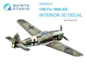 Quinta Studio QD48315 Fw 190A-5/6 3D-Printed &amp;amp; colored Interior on decal paper (Eduard) 1/48