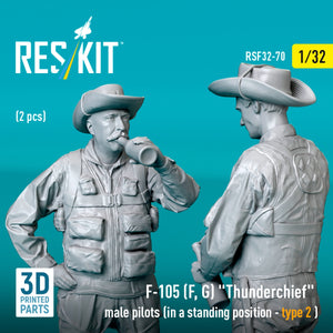 RESKIT RSF32-0070 F-105 (F, G) &amp;quot;Thunderchief&amp;quot; male pilots (in a standing position - type 2) (2 pcs) (3D Printed) 1/32 – image 2