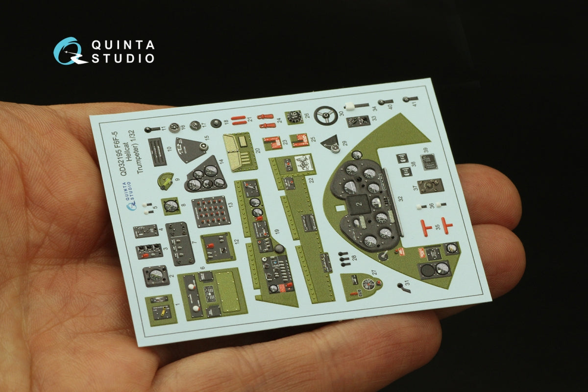 Quinta Studio QD32195 F6F-5 Hellcat 3D-Printed &amp;amp; colored Interior on decal paper (Trumpeter) 1/32 – obrázek 4