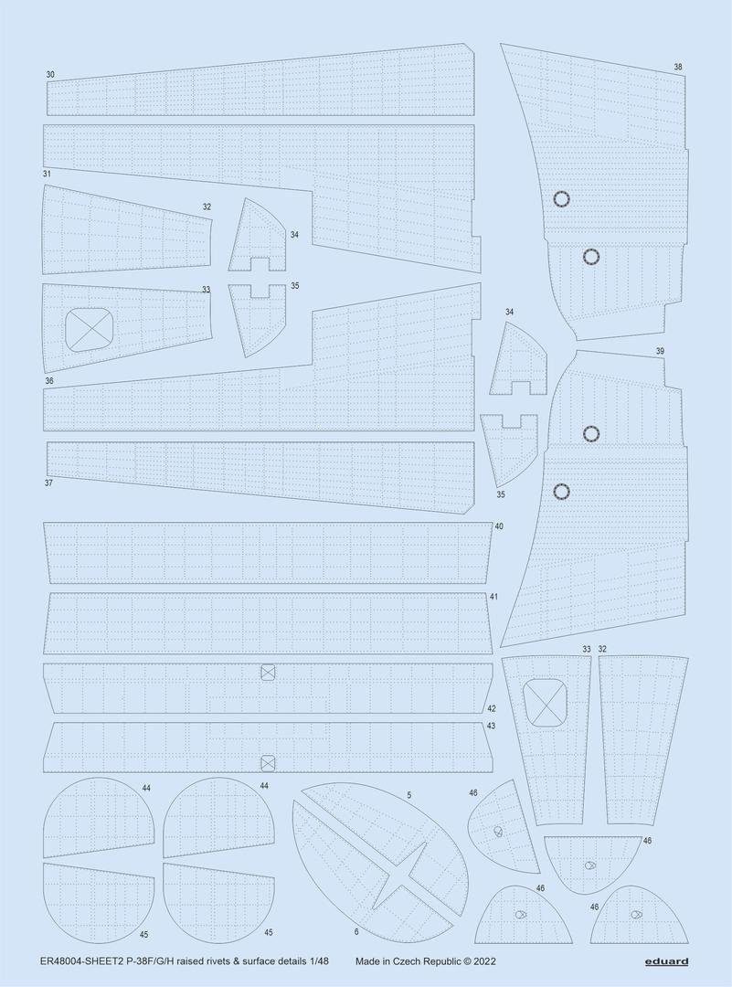 Eduard ER48004 P-38F/ G/H raised rivets &amp;amp; surface details TAMIYA 1/48 – image 2