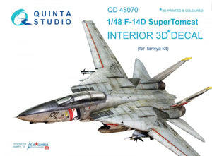 Quinta Studio QD48070 F-14D 3D-Printed &amp;amp; colored Interior on decal paper (for Tamiya kit) 1/48