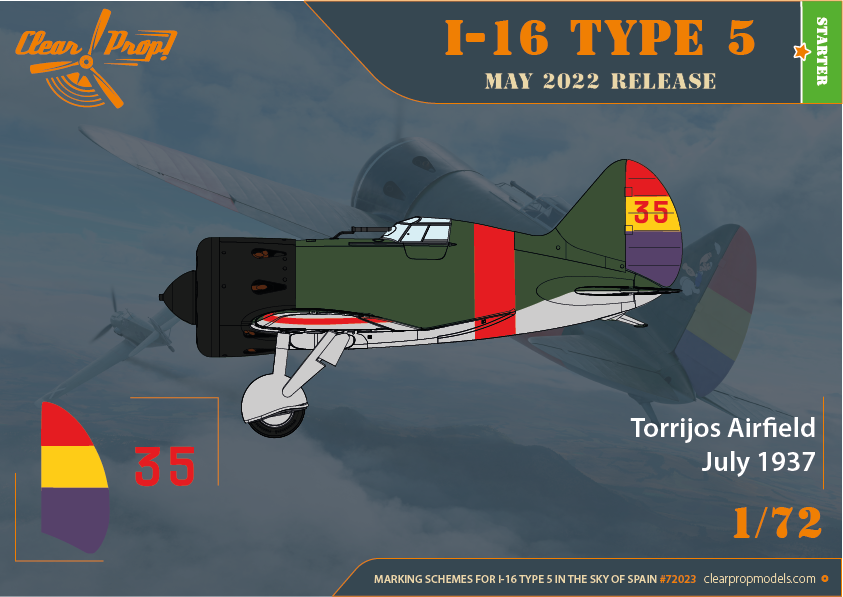 Clear Prop! CP72023 I-16 Type 5 In the sky of Spain STARTER KIT 1/72 – immagine 6