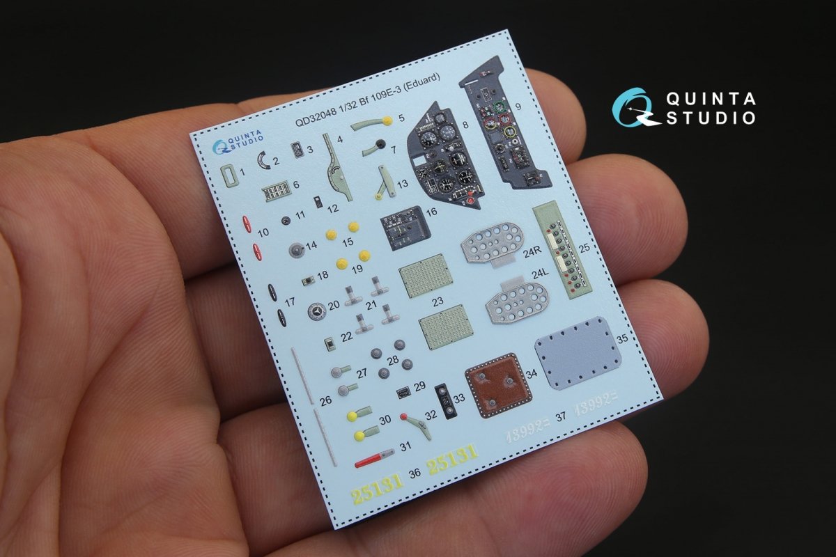 Quinta Studio QD32048 Bf 109E-3 3D-Printed &amp;amp; colored Interior on decal paper (for Eduard kit) 1/32 – Bild 3