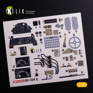 KELIK K32020 BF-109 E - Interior 3D Decal with 3D printed parts for Trumpeter kit 1/32 – Bild 3