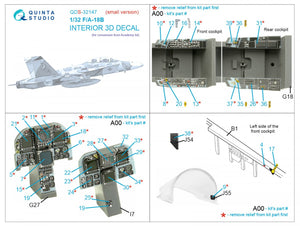 Quinta Studio QDS-32147 F/A-18B Early 3D-Printed &amp;amp; colored Interior on decal paper (Academy) (Small version) 1/32 – image 12