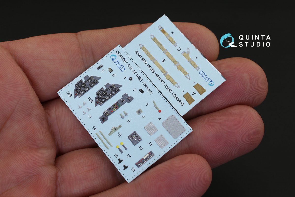 Quinta Studio QD48097 Bf 109E 3D-Printed &amp;amp; colored Interior on decal paper (for Tamiya kit) 1/48 – image 2