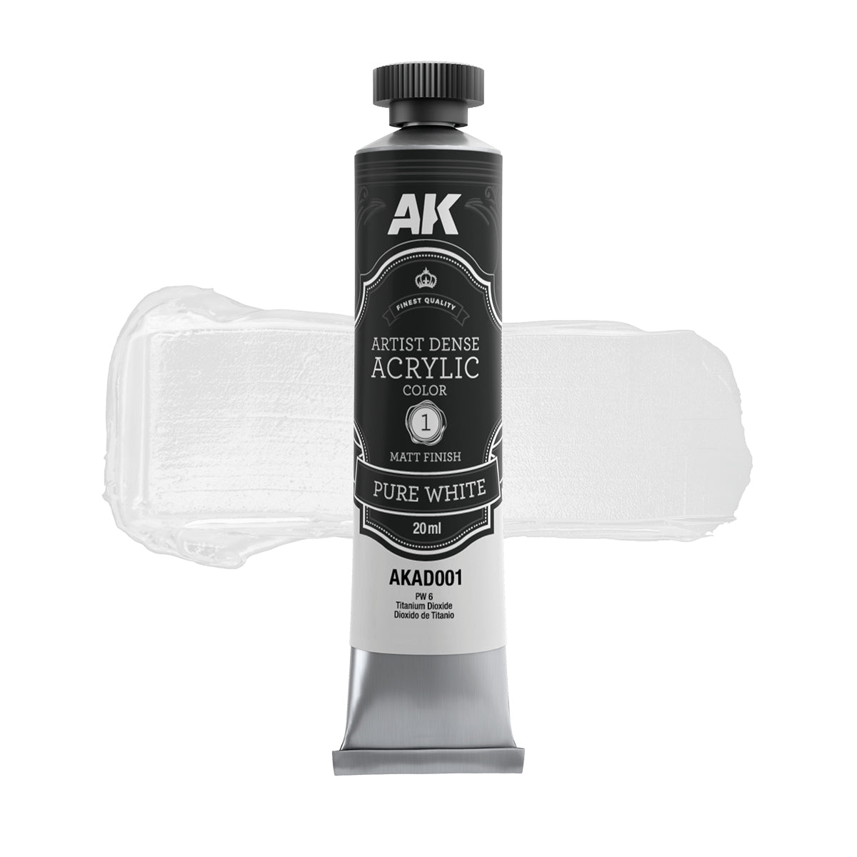 AK Interactive AKAD104 Artist Dense Acrylic Colors - Black &amp;amp; White Color Set – obrázek 2