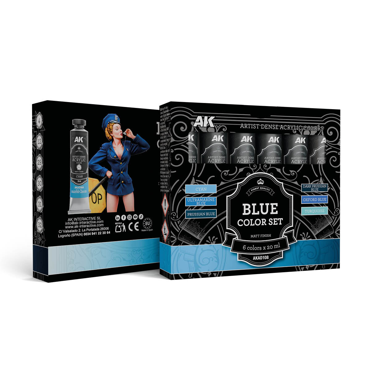 AK Interactive AKAD108 Artist Dense Acrylic Colors - Blue Color Set