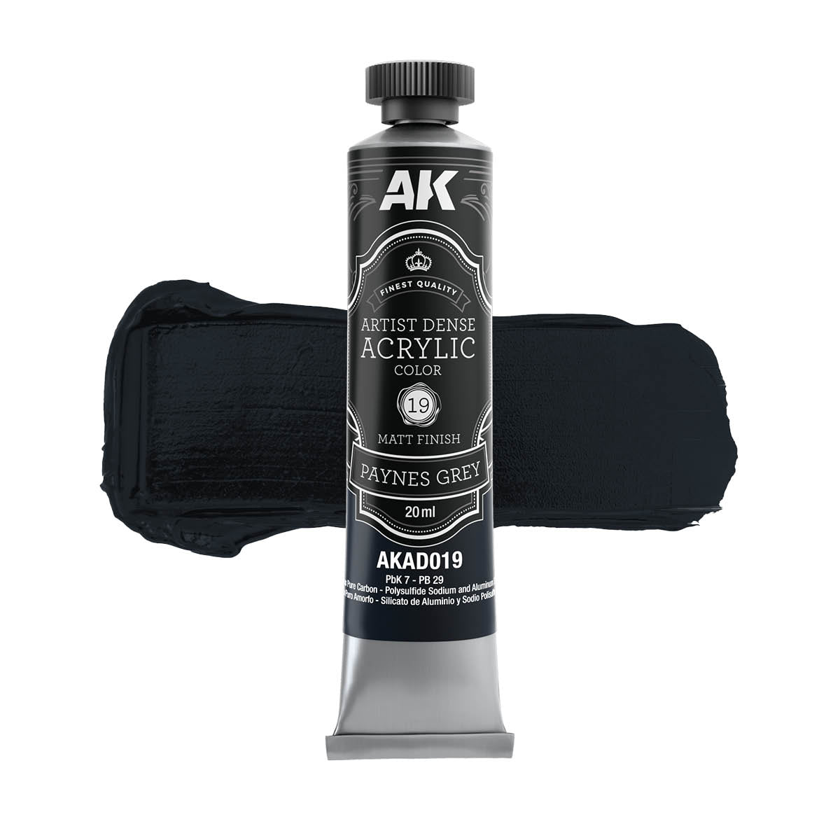 AK Interactive AKAD104 Artist Dense Acrylic Colors - Black &amp;amp; White Color Set – obrázek 6