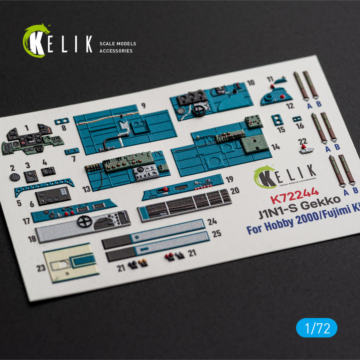 KELIK K72244 Nakajima J1N1-S Gekko - Interior 3D Decals (for Fujimi / Hobby 2000 Kits) 1/72 – image 5