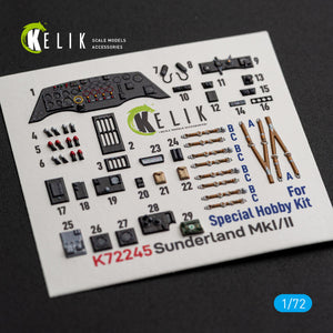 KELIK K72245 Short Sunderland Mk.I / Mk.II - Interior 3D Decals (for Special Hobby Kits) 1/72 – immagine 4