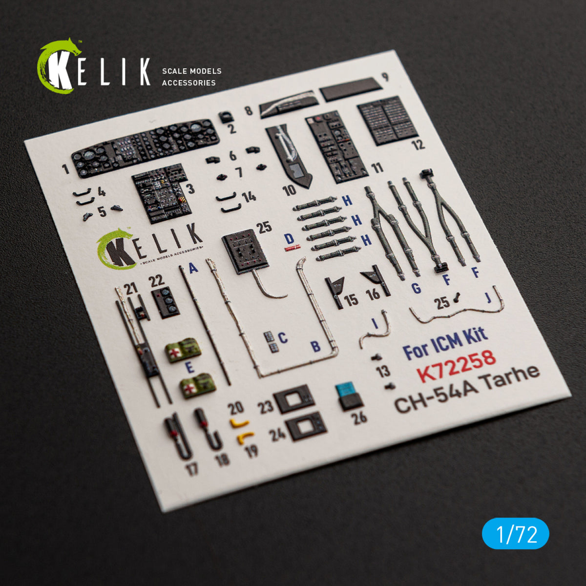 KELIK K72258 Sikorsky CH-54 A Tarhe - Interior 3D Decals (for ICM Kits) 1/72 – obrázek 4