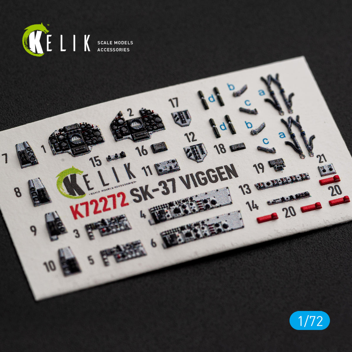 KELIK K72272 Saab SK-37 Viggen - Interior 3D Decals (for Special Hobby Kits) 1/72 – imagen 3