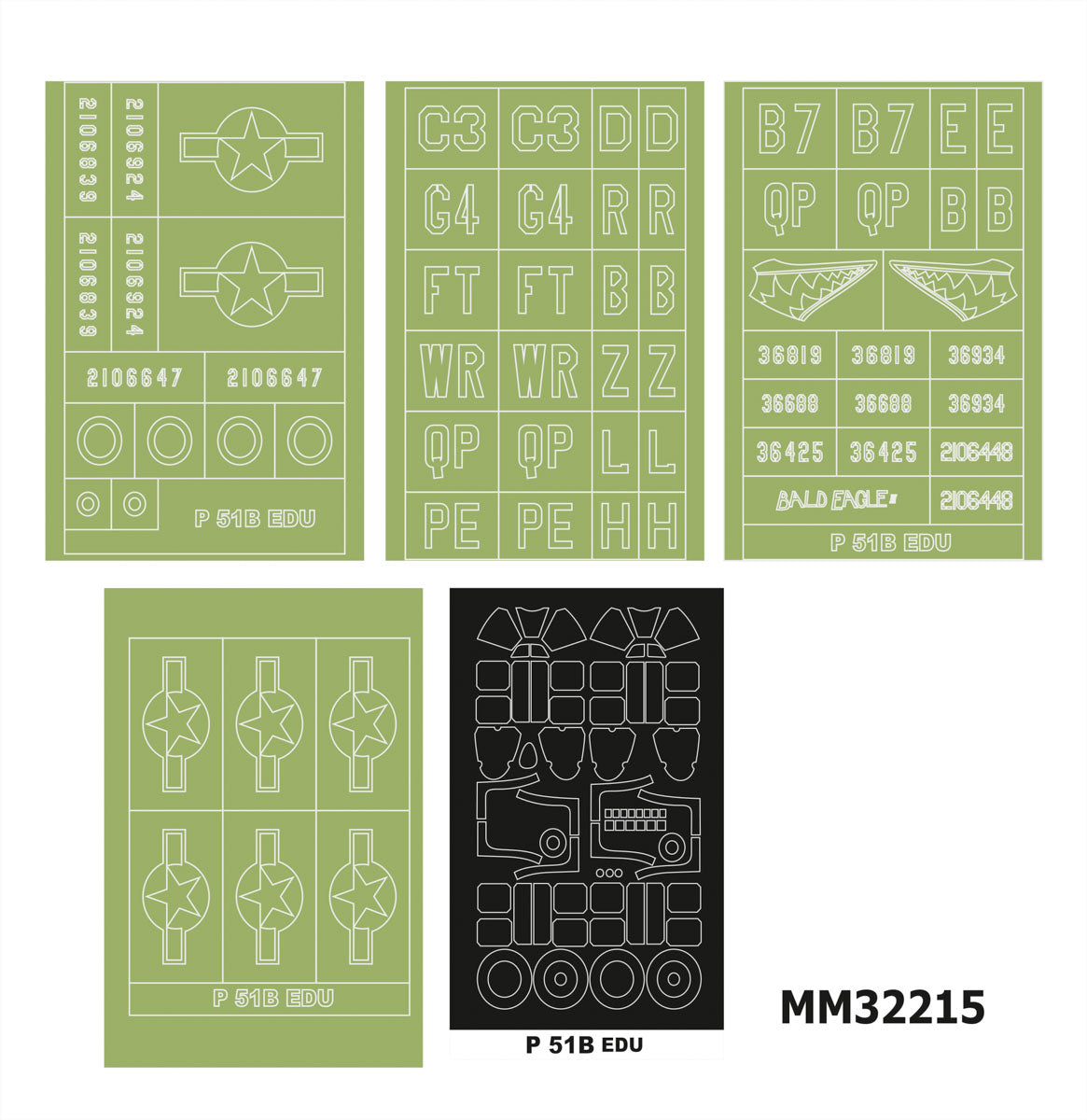 Montex MM32215 P 51B/C MUSTANG EDUARD 932011 Maxi Mask for painting 1/32