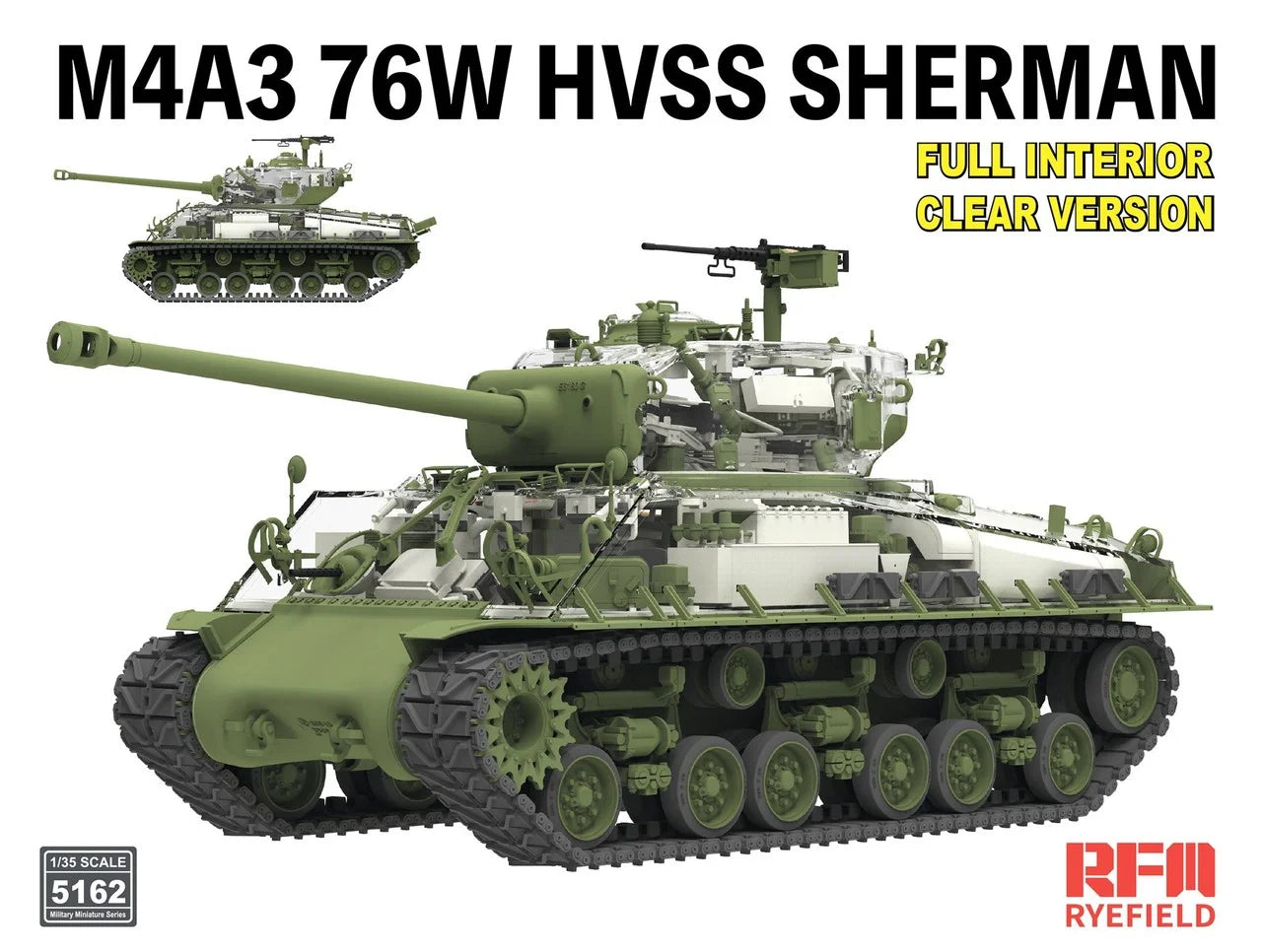 Rye Field Model 5162 M4A3 76W HVSS Sherman Full Interior / Clear Version 1/35 – obrázek 4