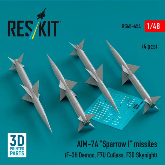 RESKIT RS48-0454 AIM-7A &amp;quot;Sparrow I&amp;quot; missiles (4 pcs) (3D Printed) 1/48