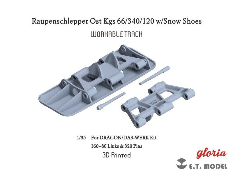 ET Model P35-030 Raupenschlepper Ost Kgs 66/340/120 w/Snow Shoes Workable Track ( 3D Printed ) 1/35