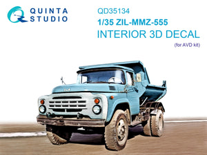 Quinta Studio QD35134 ZIL-MMZ-555 3D-Printed colored Interior on decal paper (AVD) 1/35