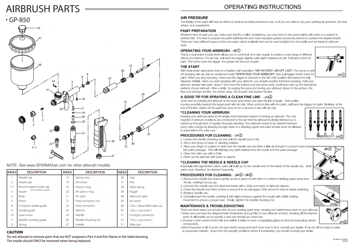 Sparmax GP-850 Spray Gun - 0.5 mm Nozzle – zdjęcie 2