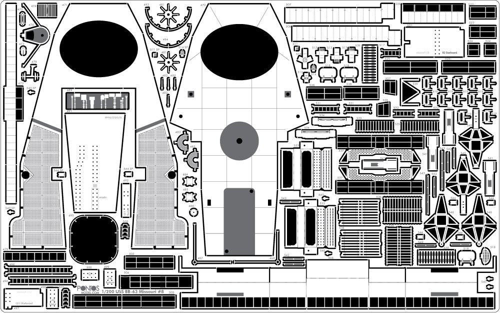Pontos 23003F1 USS BB-63 Missouri 1945 Detail Up Set (20B Deck Blue stained wooden deck) 1/200 – image 16