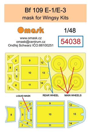 Omask 54038 Bf 109 E-1 / E-3 mask (for Wingsy Kits) 1/48 – image 2