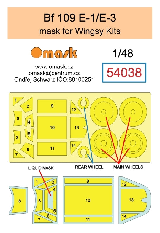 Omask 54038 Bf 109 E-1 / E-3 mask (for Wingsy Kits) 1/48 – image 2