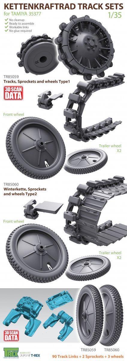 T-Rex Studio TR85059 Kettenkaraftrad Tracks w/Sprockets, Wheels Type 1 1/35 – image 6