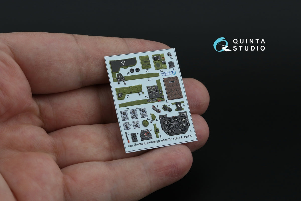 Quinta Studio QD48473 P-51A 3D-Printed colored Interior on decal paper (Accurate Miniatures/Academy) 1/48 – Bild 6