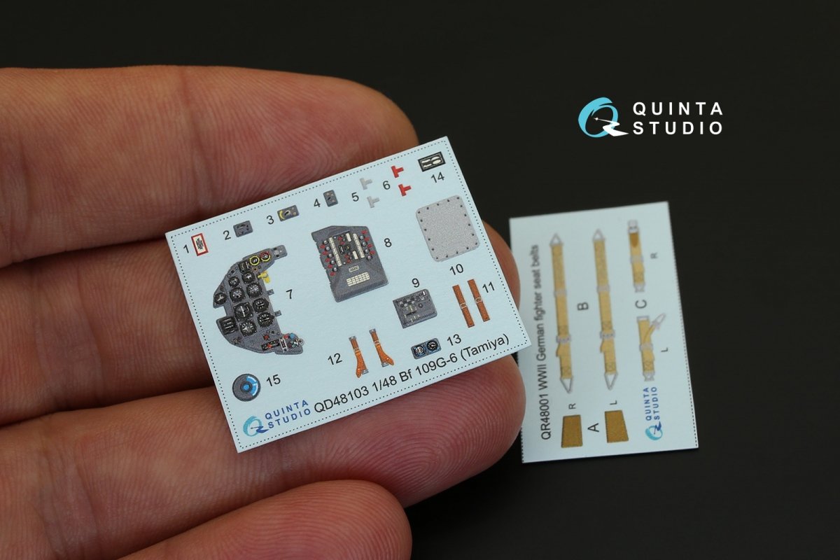 Quinta Studio QD48103 Bf 109G-6 3D-Printed &amp;amp; colored Interior on decal paper (for Tamiya kit) 1/48 – obrázek 4
