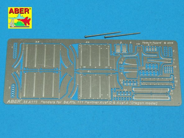 Aber 35A110 Front fenders for german medium tank Panther Ausf.A/D 1/35