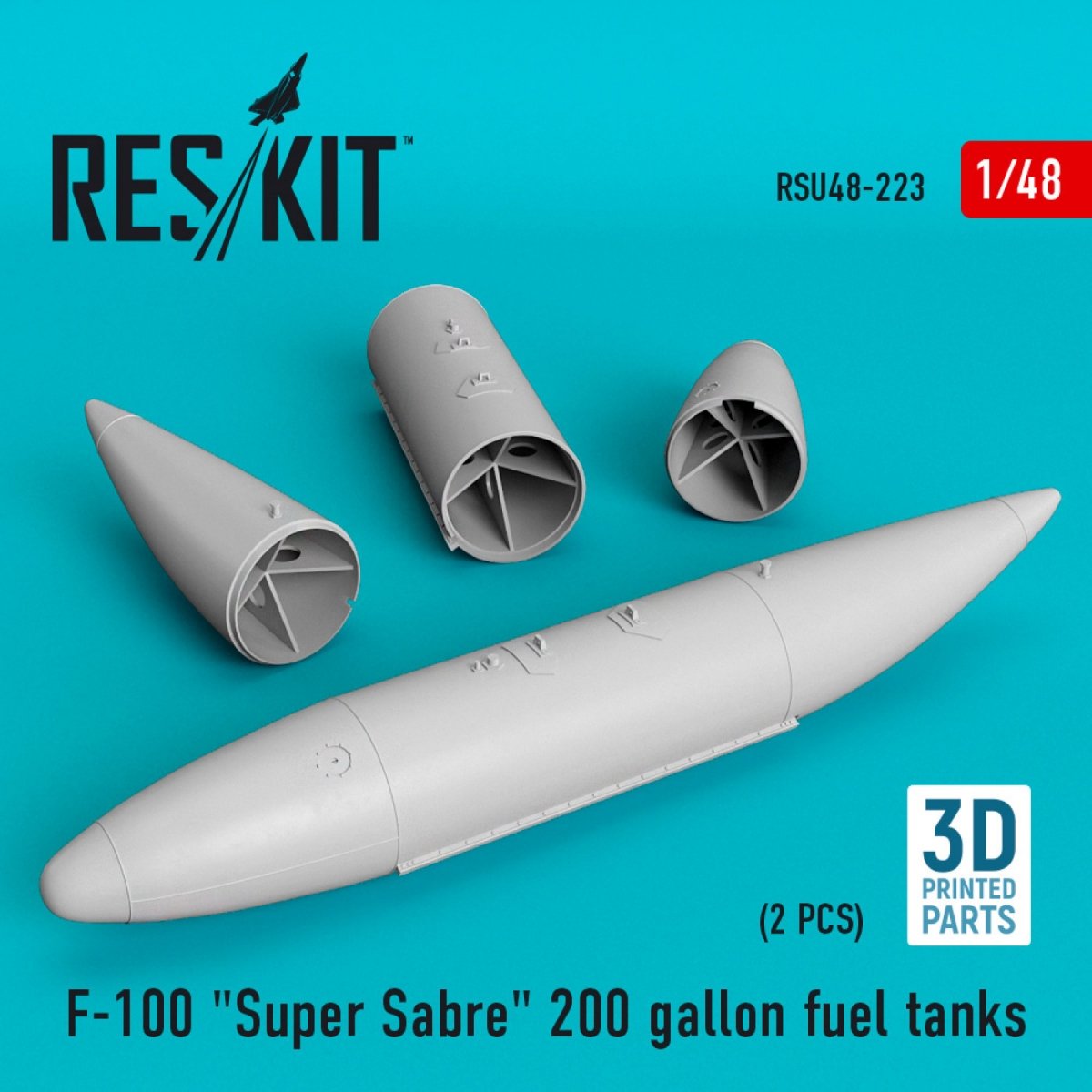 RESKIT RSU48-0223 F-100 "SUPER SABER" 200 GALLON FUEL TANKS (3D PRINTING) 1/48