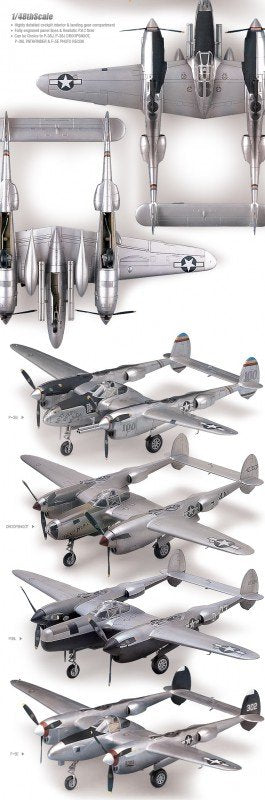 Academy 12282 P-38J LIGHTNING COMBINATION VERSION 1/48 – zdjęcie 3