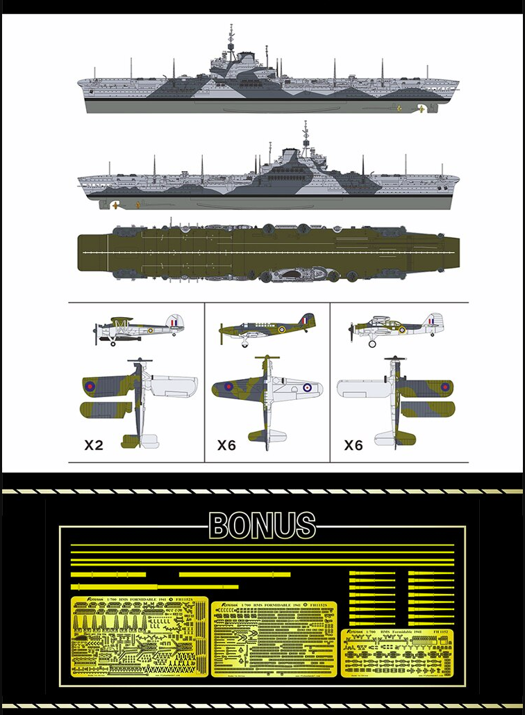 FlyHawk Model FH1152S HMS Formidable 1941 Deluxe Edition 1/700 – imagen 4
