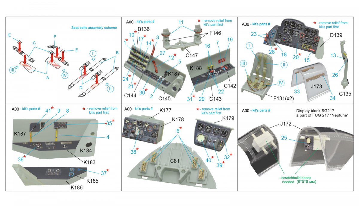 Quinta Studio QD32074 Me 262B1a/U-1 3D-Printed &amp;amp; colored Interior on decal paper (Revell) 1/32 – Bild 2
