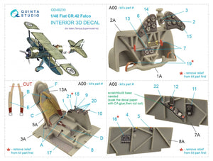 Quinta Studio QD48230 Fiat CR.42 3D-Printed &amp;amp; colored Interior on decal paper (Italeri) 1/48 – image 2