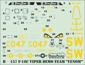 ModelMaker Decals D48157 F-16C Viper Demo Team &amp;quot;Venom&amp;quot; 1/48 – Bild 3