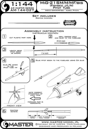 Master AM-144-027 MiG-21 SM/M/MF/bis (Fishbed) - Pitot tube 1/144 – immagine 3