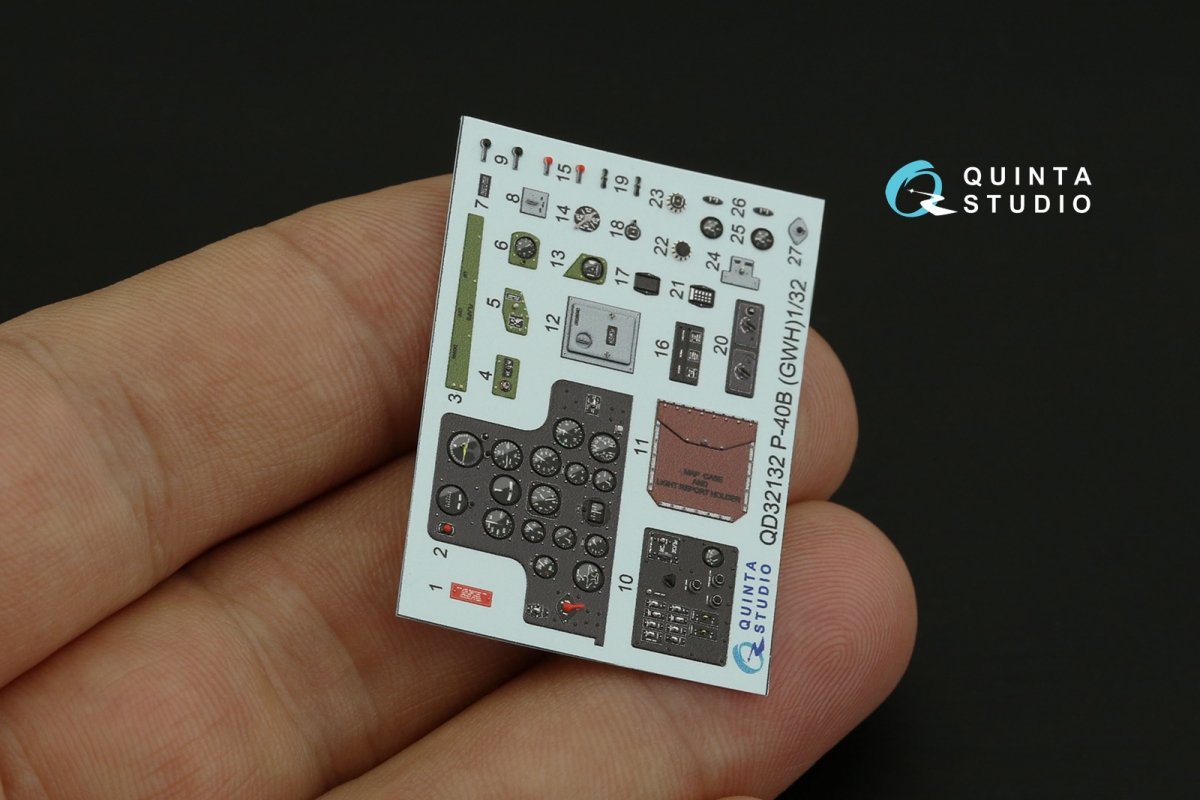 Quinta Studio QD32132 P-40B 3D-Printed &amp;amp; colored Interior on decal paper (GWH) 1/32 – obrázek 3