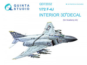 Quinta Studio QD72032 F-4J 3D-Printed &amp;amp; colored Interior on decal paper (for Academy kit) 1/72