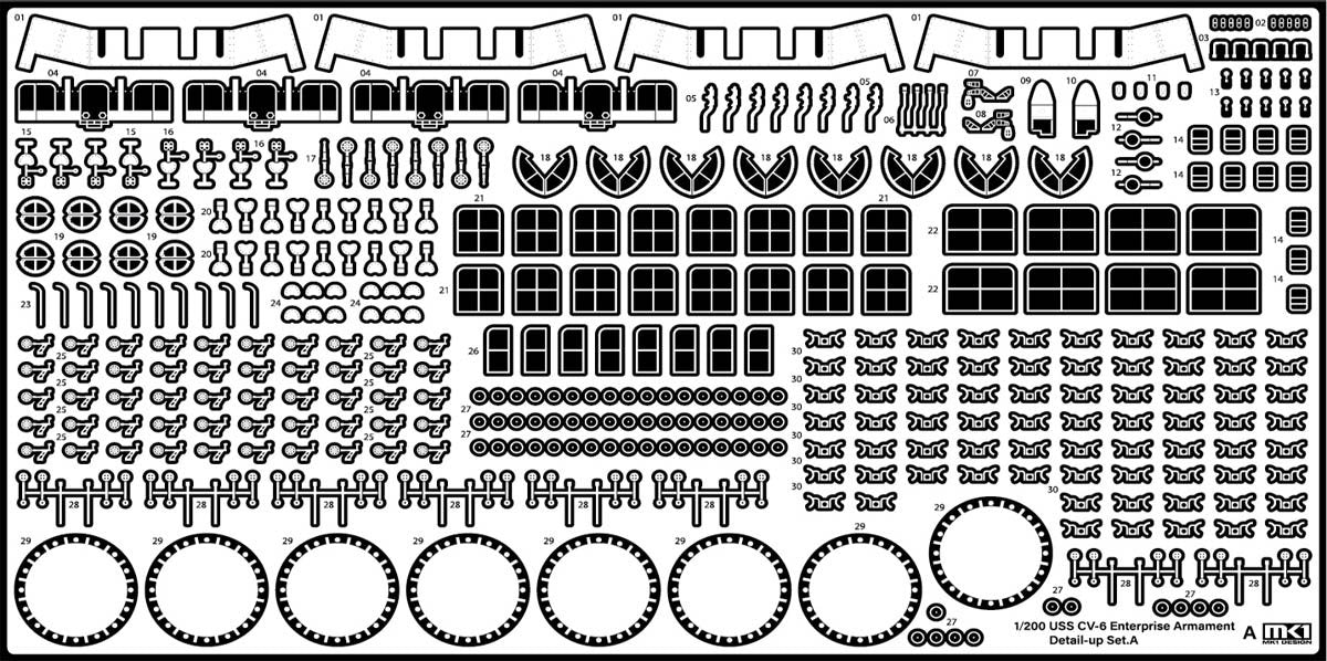 MK1 Design MD-20021 US Navy Aircraft Carrier CV-6 Enterprise Detail Up Parts Dx for Trumpeter 1/200 – Bild 65