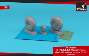 Armory Models AW48343 B-17B/C/D/E/F Flying Fortress wheels w/ weighted tires type “b” (FS) &amp;amp; PE hubcaps 1/48