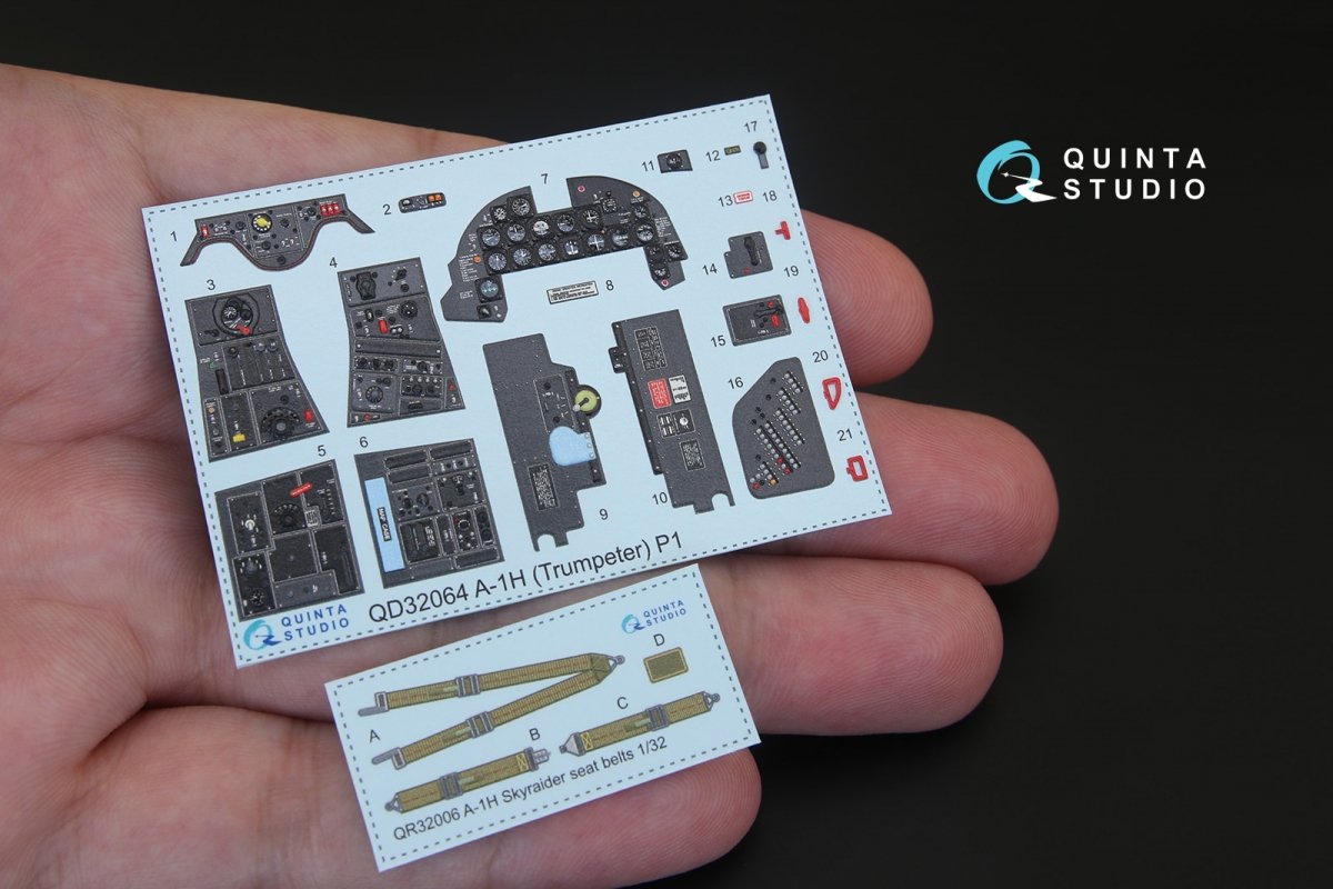 Quinta Studio QD32064 A-1H Skyraider 3D-Printed &amp;amp; colored Interior on decal paper (for Trumpeter kit) 1/32 – image 2