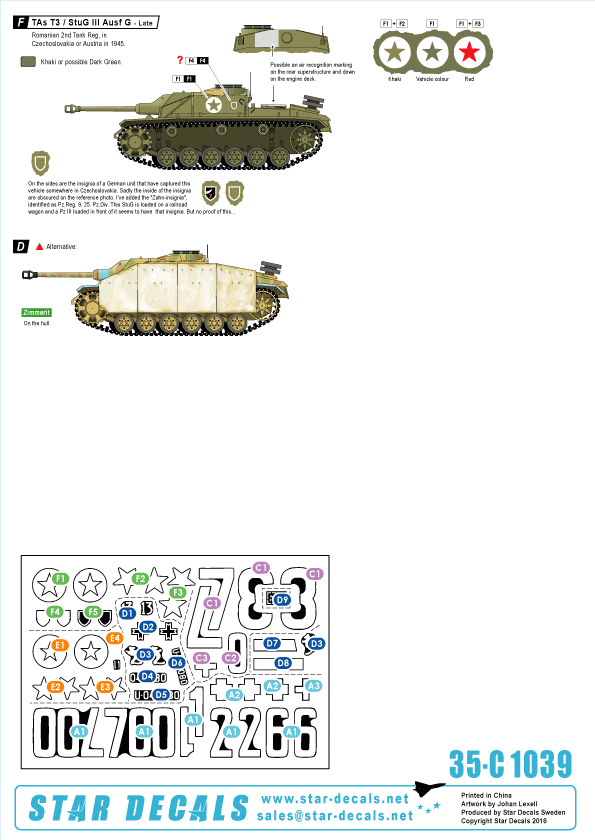 Star Decals 35-C1039 Axis/Eastern European StuG III (1) 1/35 – immagine 2