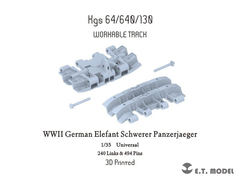 ET Model P35-009 WWII German Elefant Schwerer Panzerjaeger Workable Track (3D Printed) 1/35