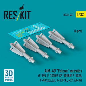RESKIT RS32-0431 AIM-4D &amp;quot;Falcon&amp;quot; missiles (4 pcs) (3D Printed) 1/32