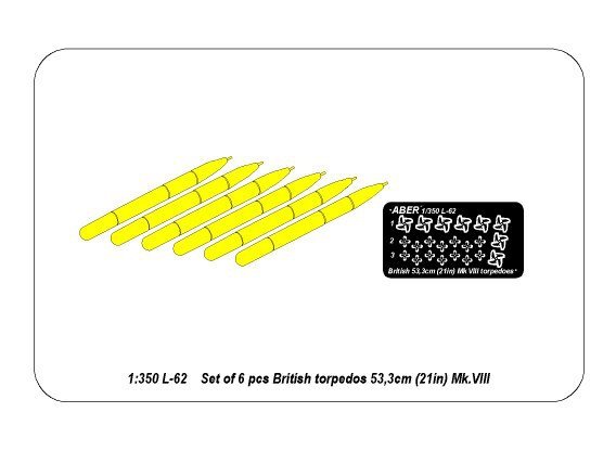 Aber 350L-62 Set of 6 British torpedoes 53.3cm MK.VIII (1/350) – image 4