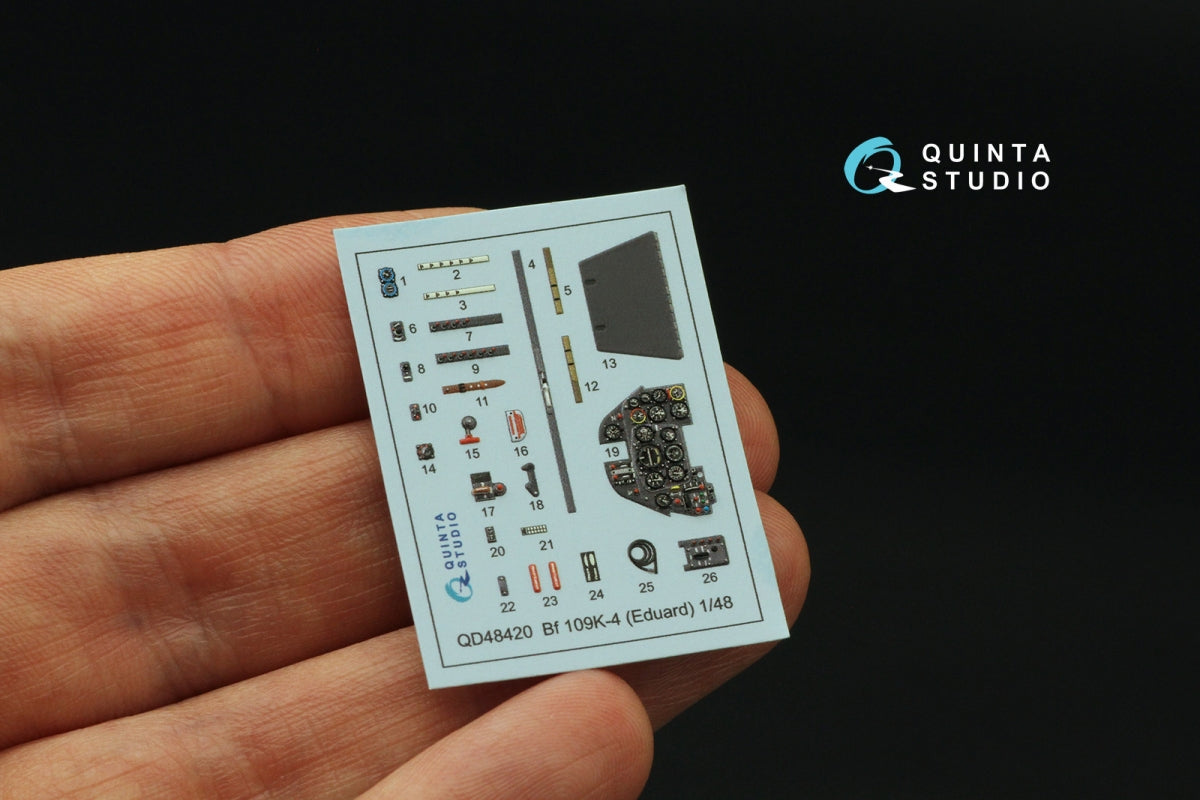 Quinta Studio QD48420 Bf 109K-4 3D-Printed &amp;amp; colored Interior on decal paper (Eduard) 1/48 – immagine 3