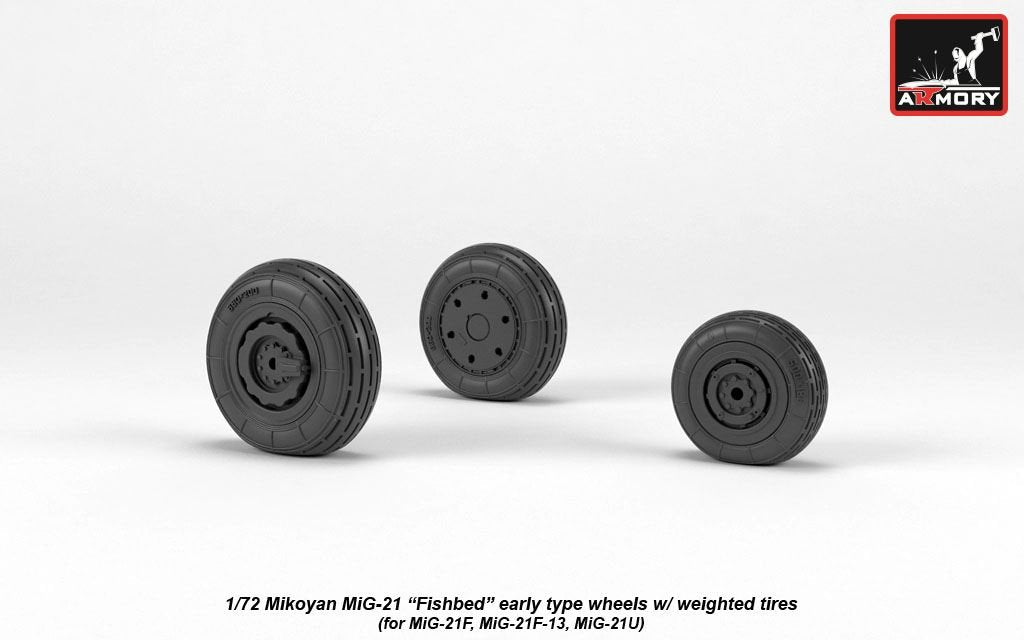 Armory Models AW72048 Mikoyan MiG-21 Fishbed wheels w/ weighted tires, early 1/72 – immagine 5