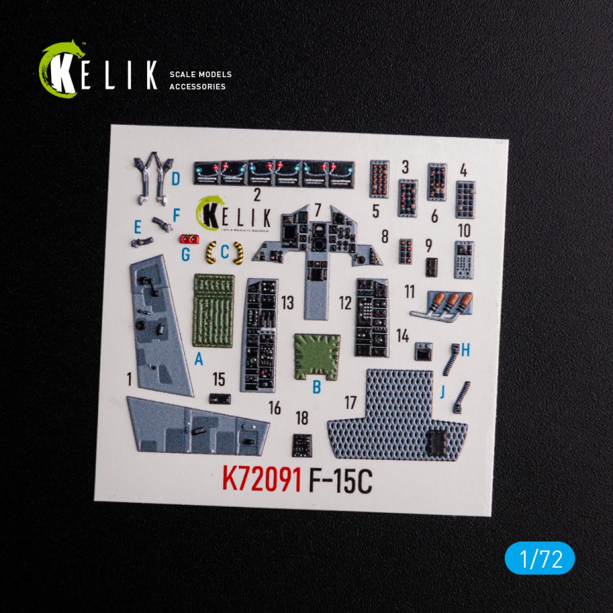 KELIK K72091 F-15C - interior 3D decals for FineMolds kit 1/72 – image 3